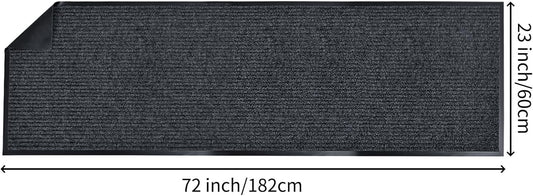 fani Heavy Duty Large Outdoor Indoor Entrance Black Doormat Waterproof Low Profile Entrance Rug Front Door Mat Patio Anti-Skid Rubber Back, 23x72 inch (Gray)