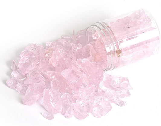 High Luster Reflective Fire Glass Gravel,Fire Gems,Fire Drops,Fire Glass Pebbles Stones Beads Chips for Fire Pit Fish Tank Aquarium Garden,1-2cm,540g/1.19lb (Pink)