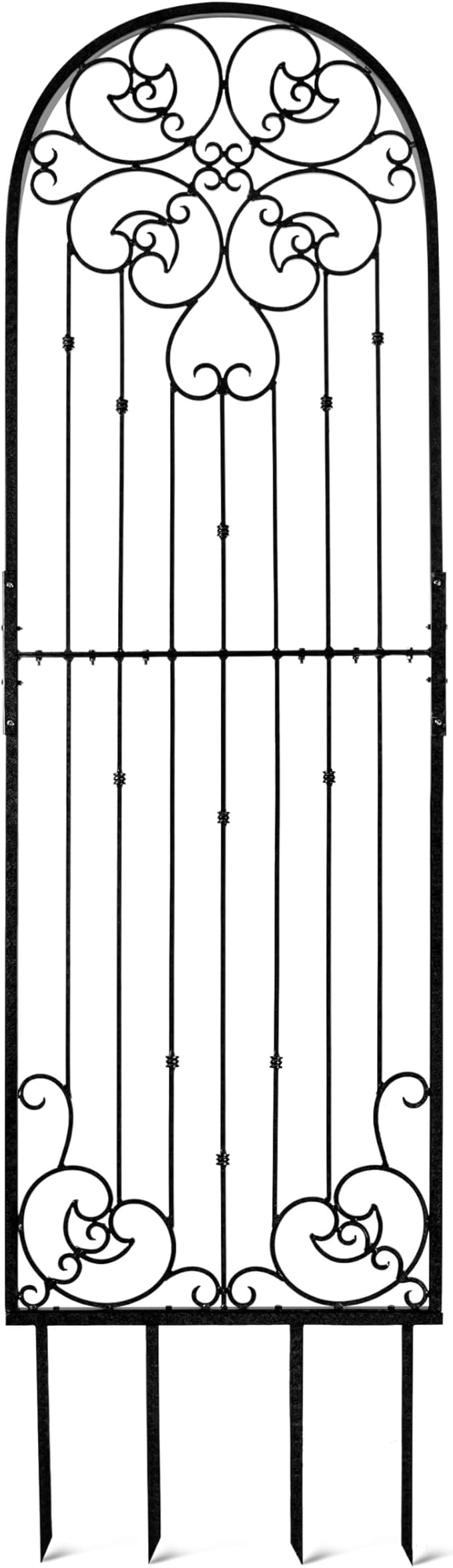 H Potter Black 8 Foot Tall Garden Trellis Wrought Iron Heavy Scroll Metal Decoration Lawn Patio and Wall Decor Screen for Rose Clematis Ivy Weather Resistant Patio Wall Art X Large (X-Large Black)