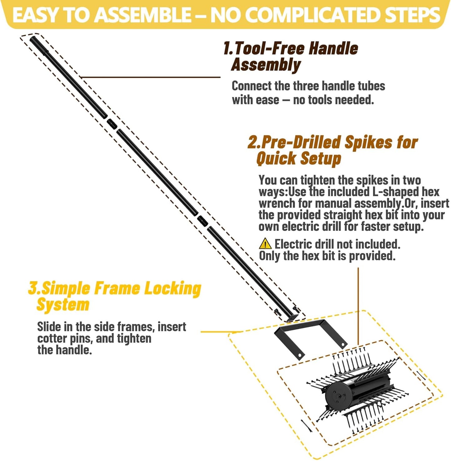 22-Inch Patented Lawn Aerator, Rolling Aerator Lawn Tool, Heavy Duty Lawn Aerator Tool, Grass Aerator & Garden Tools for Aeration & Soil Health