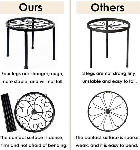 HAINARverS Metal Plant Stands 5-Pack, Heavy Duty Rustproof Iron Corner Flower Pot Stand Holder,Round Supports Display Rack Tiered Plant Stand Shelf For Indoor And Outdoor Multiple (Black)