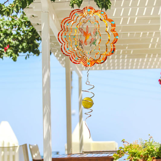 Goolyrusim Hummingbird Wind Spinner, Hummingbird Gifts for Women Mem, Humming Bird Wind Spinners Outdoor, 3D Hanging Wind Sculptures, Metal Art Yard Decoration, Garden Decor, Unique Housewarming Gift