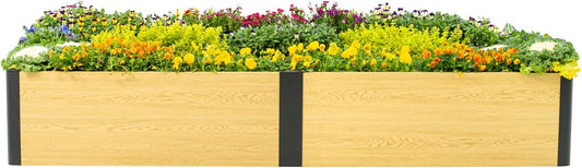 Woodgrain Series Raised Garden Bed, 4' x 8' Outdoor Wooden-Look Metal Planter Box for Gardening Vegetables Flowers Herbs