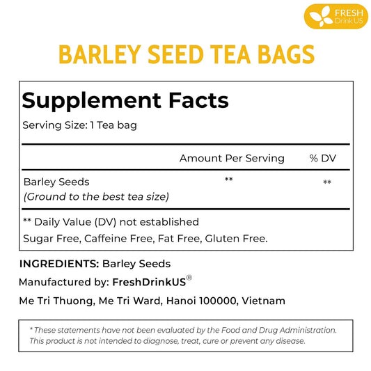FreshDrinkUS Premium 50 Barley Tea Bags, 100% Natural & Pure. Loose Barley Herbal Tea. Made with Natural Material Tea Bags. No Sugar, No Caffeine, No Gluten, Vegan