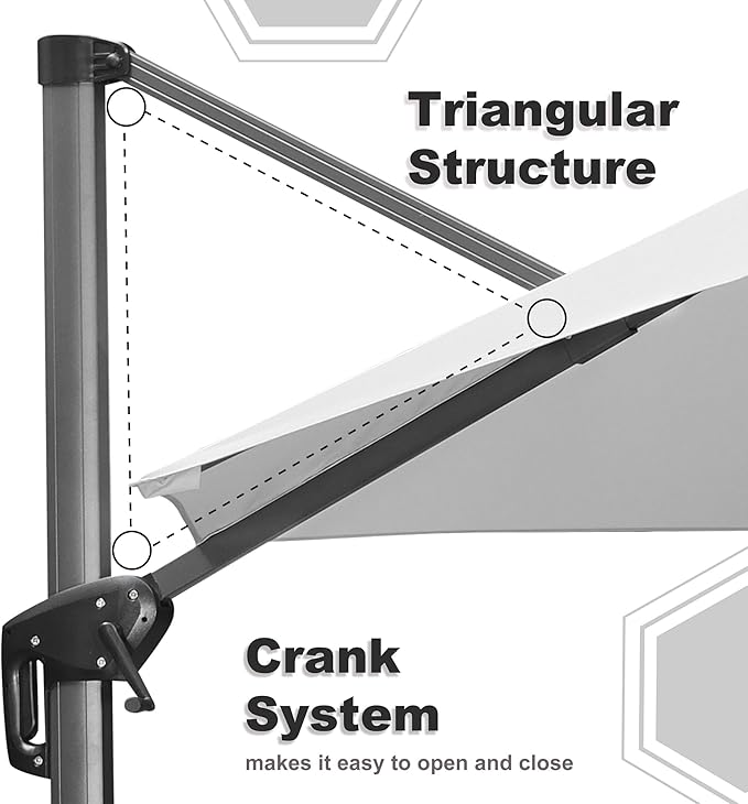 PURPLE LEAF 10' X 13' Patio Umbrella Outdoor Cantilever Rectangle Umbrella Aluminum Offset Umbrella with 360-degree Rotation for Garden Deck Pool Patio White