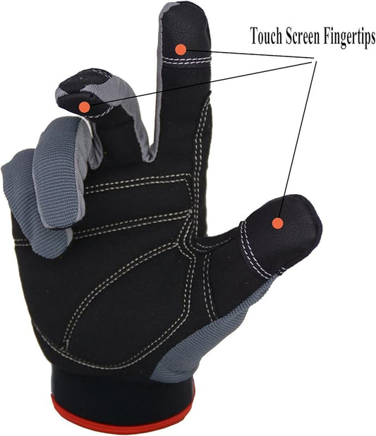 HANDLANDY Work Gloves for Men & Women, Utility Mechanic Working Gloves Touch Screen, Flexible Yard Work Gloves