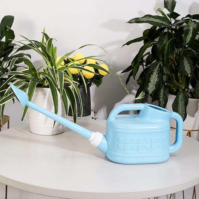 Garden Watering Can for Indoor & Outdoor Plants, Ebristar Plastic Watering Can 1 Gallon with Long Spout & Removable 360 Degree Rotation Sprinkler Head, Lightweight Watering Pot for Houseplants - Blue