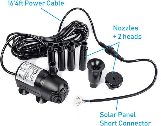 12V-24V DC Brushless Submersible Water Pump 196 GPH for Solar Fountain Hydroponics and Aquaponics