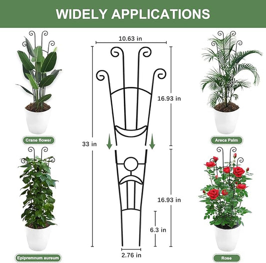 32.6in Monstera Plant Support Stakes for Indoor Plants, Metal Garden Plant Trellis for Climbing Plants, Pothos Vine Snake Climber Support,4p
