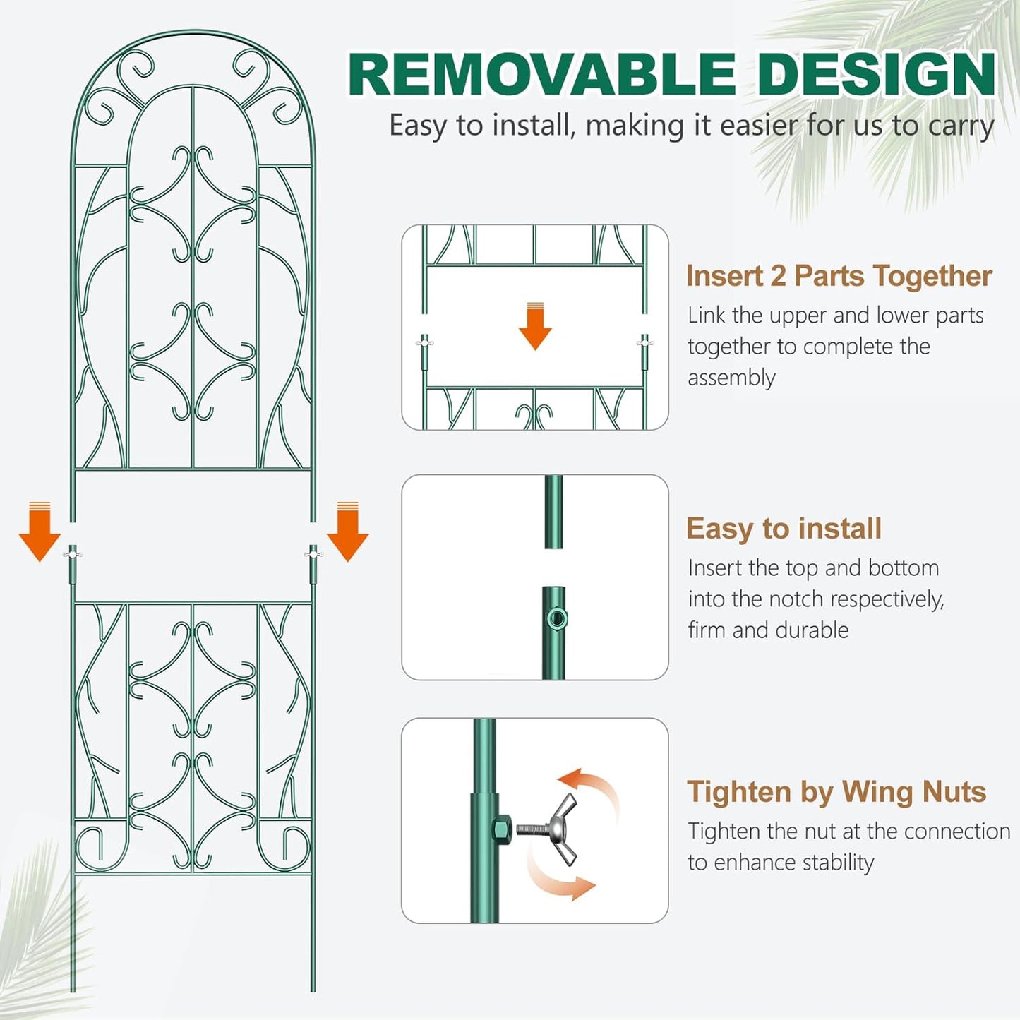 4 Pack Metal Garden Trellis for Climbing Plants,Green Metal Garden Trellis for Vines Plant Rose Vegetable Support,Large Decorative Outdoor Trellis