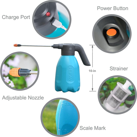 ES2-PRO Electric Spray Bottle 2L/0.5Gallon, Rechargeable Battery Powered Sprayer Spray 60 Bottles On a Single Charge, Automatic Plant Mister,Pump Sprayer,Indoor Watering Can for Plants