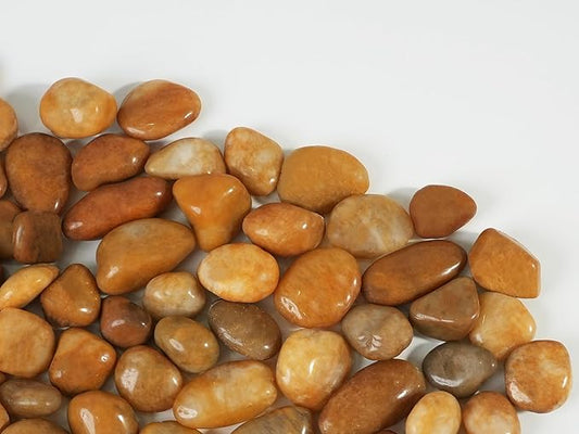 12 LBS River Rocks, StoneCreek, Decorative Garden Stones for Plant Landscaping, Polished Gravel Filler Pebbles for Home Decoration, Vases, Succulents, Flower Beds and Fish Tanks (Pale Yellow, Medium)
