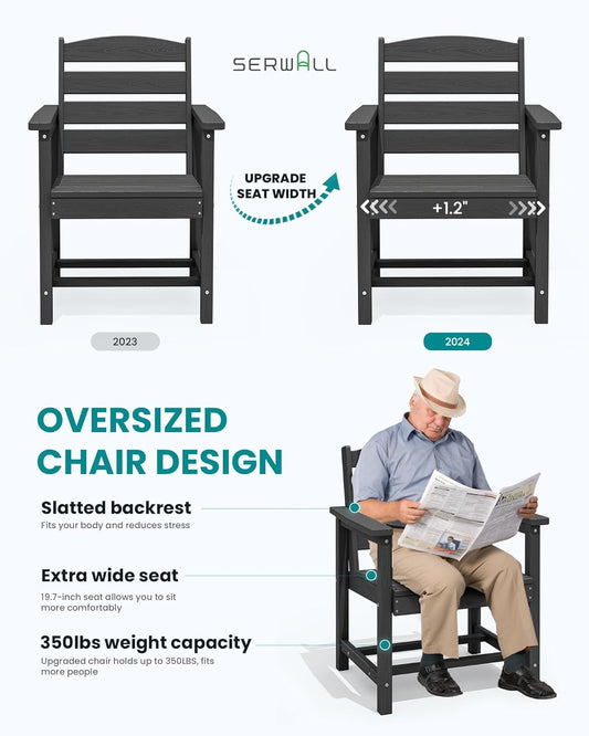 SERWALL Patio Dining Chair Set of 2, Black