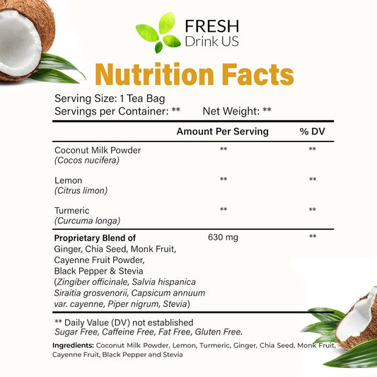 FreshDrinkUS, Premium 40 Tea Bags Daily Rescue Lemon Ginger Tea - 9 Superherbs – 100% Natural Ingredients, Tea Mix for Wellness Boost - Shelf-Stable, Caffeine-Free, Sugar-Free, Vegan