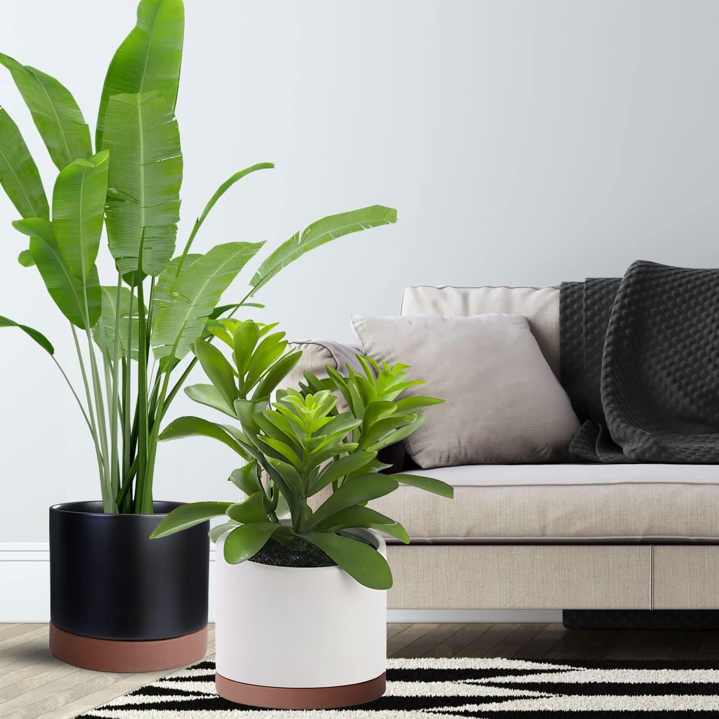 Ceramic Plant Saucer Pot Tray 10 Inch, Planter Saucers 4 5 6 7 8 9 10 11 12 13 Inch for Indoors Outdoor, Durable Sturdy Flower Drainage drip Water Tray for Glazed Pots Base (10.7 Inch-Brown)