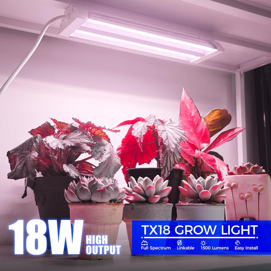 Barrina TX18 1FT LED Grow Light, 18W(90W Equivalent), High PPFD, Super Bright, Full Spectrum Grow Lights for Seed Starting, Greenhouse, Vegetables, Plant Shelves with On/Off Switch, Linkable, 1 Pack