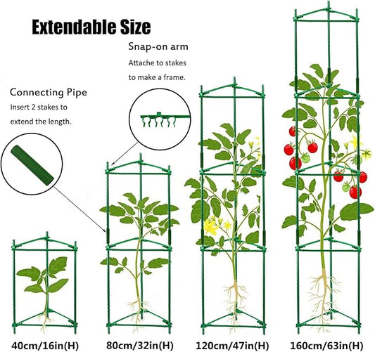Orgrimmar Tomato Cages Garden Plant Support Stakes Outdoor Vegetable Trellis for Vertical Climbing Plant Up to 63“,3 Packs