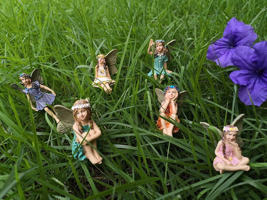 Fairy Garden Accessories Outdoor Indoor, 6pcs Miniature Fairies Figurines for Pot Plants and Mini Garden Lawn Decorations