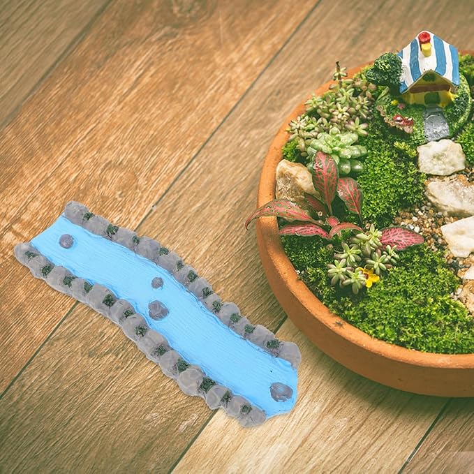 jojofuny 2pcs Miniature River: Diorama Resin Stream for Fairy Garden Accessories - Fairy Garden Pond for Dollhouse Landscape Scenery Layout Home Decoration