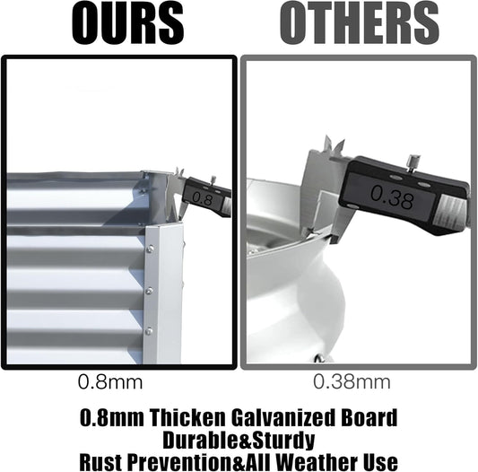 Domi Galvanized Raised Garden Bed, Outdoor Planter Garden Boxes Large Metal Planter Box for Gardening Vegetables Fruits Flowers, Silvery (6x3x2ft)