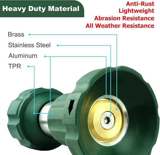 Garden Hose Nozzle Heavy Duty Metal Water Nozzle with Adjustable Watering Patterns High Pressure Hose Nozzle Sprayer, Pefect for Washing and Cleaning