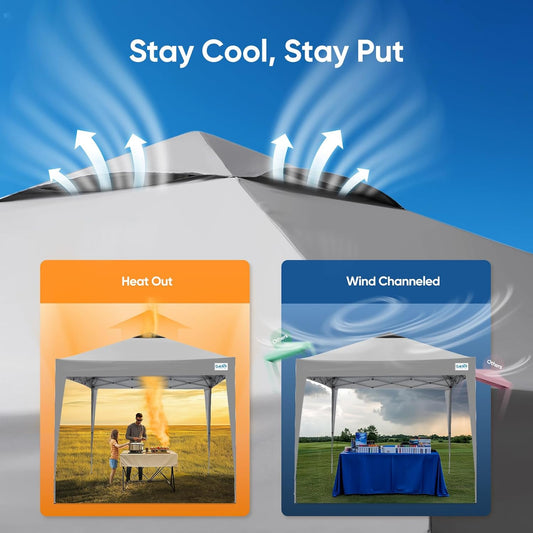 Quictent 10x10 Pop Up Canopy Tent, Instant Setup Gazebo for 1 Person, Portable & Compact, Waterproof & UV Protection, Ideal for Camping, Beach, Parties, and Outdoor Events