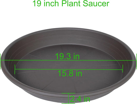 2 Pack of 19 inch Plant Saucer, Large Plant Tray, Heavy Sturdy Plant Drainage Tray for Indoors, Bird Bath Bowls, Sturdy 18 inch Plastic Pot Tray for Planter (Brown)