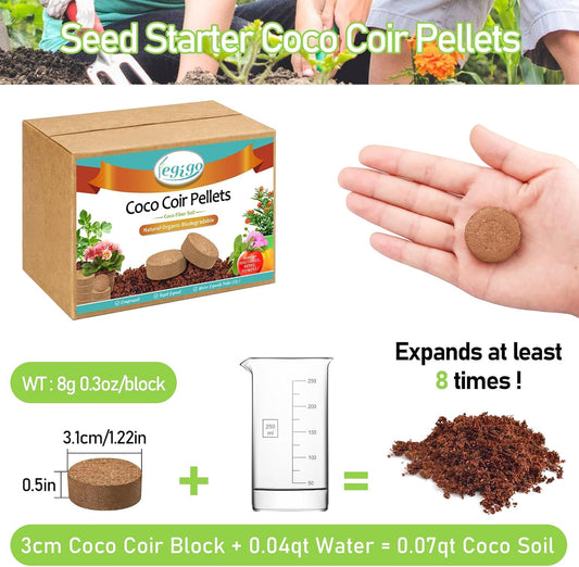 Legigo 200 Pcs 30mm Coco Coir Pellets Seed Starting Soil Mix- Compressed Coconut Coir Pellets Potting Soil Pods for Seedling, Coco Peat Soil Discs for Indoor & Outdoor Plants, Herb Vegetables Flowers
