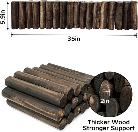 Wood Garden Fence, Natural Wooden Solid Log Edging Border Decorative for Flower Bed Barriers and Landscape Fencing