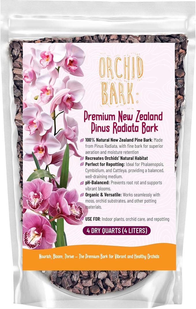 Premium Orchid Bark for Potting Mix – Ready-to-Use Pine Bark for Indoor Plants, Orchid Repotting & Soil Mix Creation, Ideal Orchid Medium (4 Quarts)