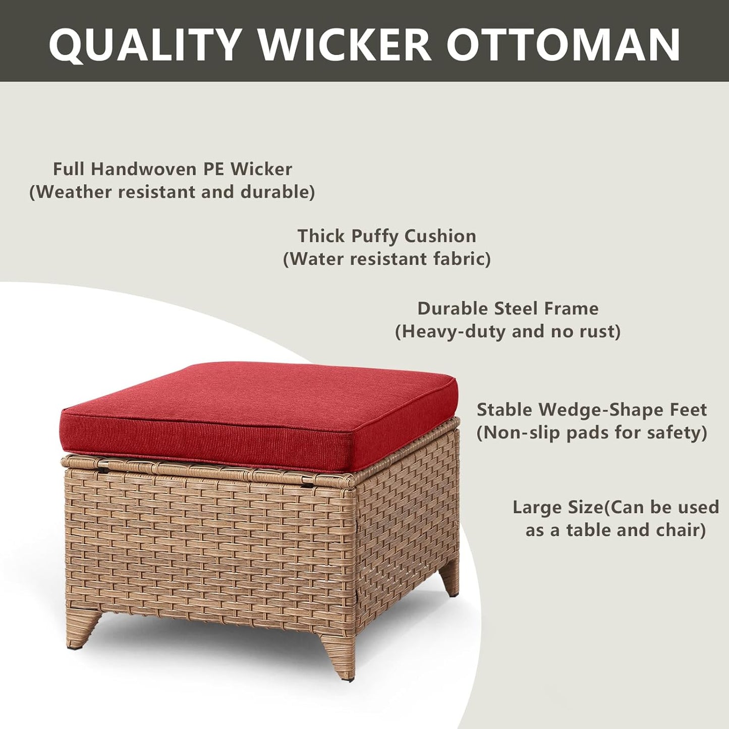 Outdoor Wicker Patio Furniture Set - 6 Piece Rattan Patio Conversation Set with 2 Rocking Swivel Chairs,2 Ottomans,1 Sofa and 1 Coffee Table for Porch Deck Backyard Garden(Yellow/Red)