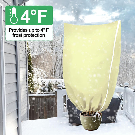 2 Pack Winter Plant Covers Freeze Protection, 47.2" X 70.8" Frost Cloths for Outdoor Plants with Zipper Drawstring, Tree Covers for Winter Cold Weather Plant Covers Bags Shrubs Trees Jacket