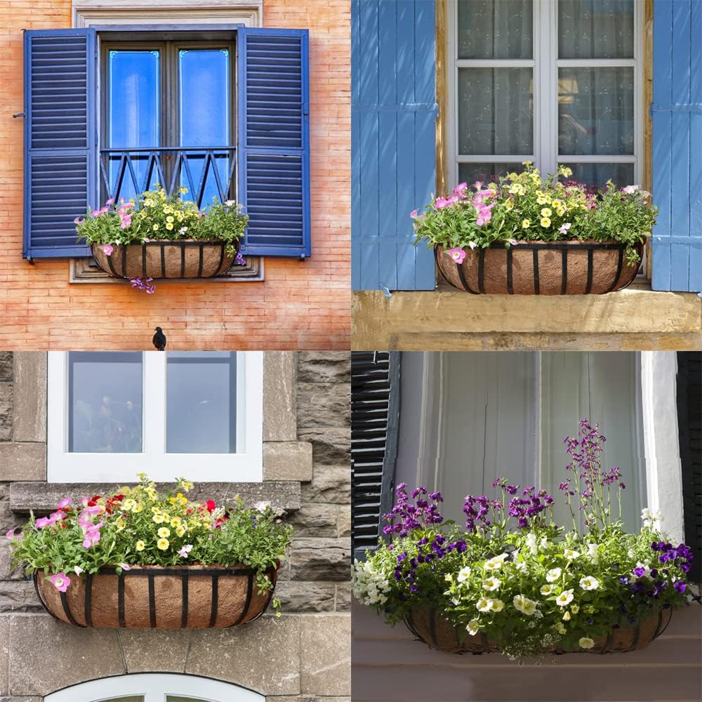 chengchuang 2pcs *24"、30"、36"、48" Coco Liner Trough,Trough Coco Fiber Replacement Liner, Coco Liners for Planters,Natural Coconut Coir Planter, Garden Flower Vegetables Pot for Window Flower Box