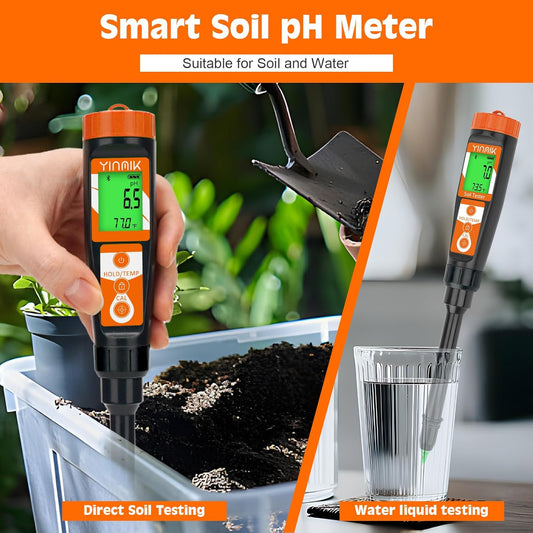 Digital pH Meter for Soil, Soil pH Tester for Potted Plants, Professional pH Reader for Soil and Water, Electronic Soil pH Test Kit for Garden, Lawn, Greenhouse, Indoor & Outdoor, Farming, Yard Use
