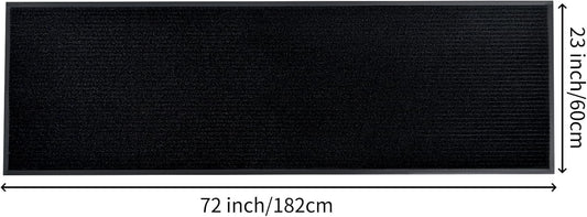 fani Heavy Duty Large Outdoor Indoor Entrance Black Doormat Waterproof Low Profile Entrance Rug Front Door Mat Patio Anti-Skid Rubber Back, 23x72 inch (Jet Black)