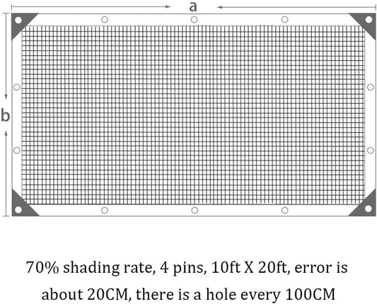 winemana 70% Black Shade Cloth, 10 x 20 FT Durable Mesh Tarp with Grommets, Resistant Garden Sun Shade Netting with Taped Edge for Plant Cover, Greenhouse, Patio, Tomatoes, Chicken Coop, Barn Kennel