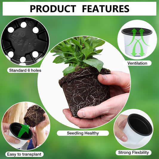 Nursery Pots, 100 Pack 2.8 inch Plastic Plant Pots, Small Flower Pots for Succulents, Seedlings, Flowers, Transplanting(White)