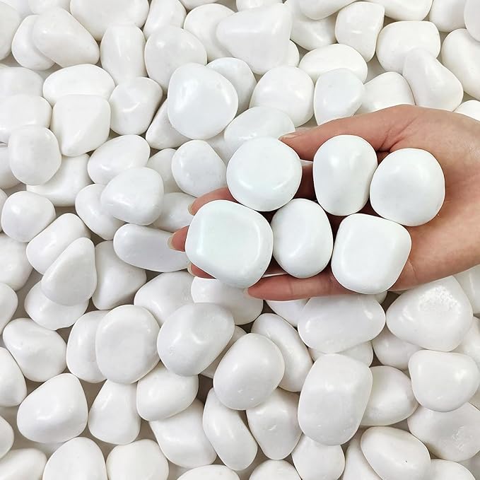 20 lbs White Rocks for Gardens, 2-3 Inch Decorative Pebbles for Plants Outdoor, White River Rocks for Landscaping Plants Backyard Aquarium Vase and Bird Bath