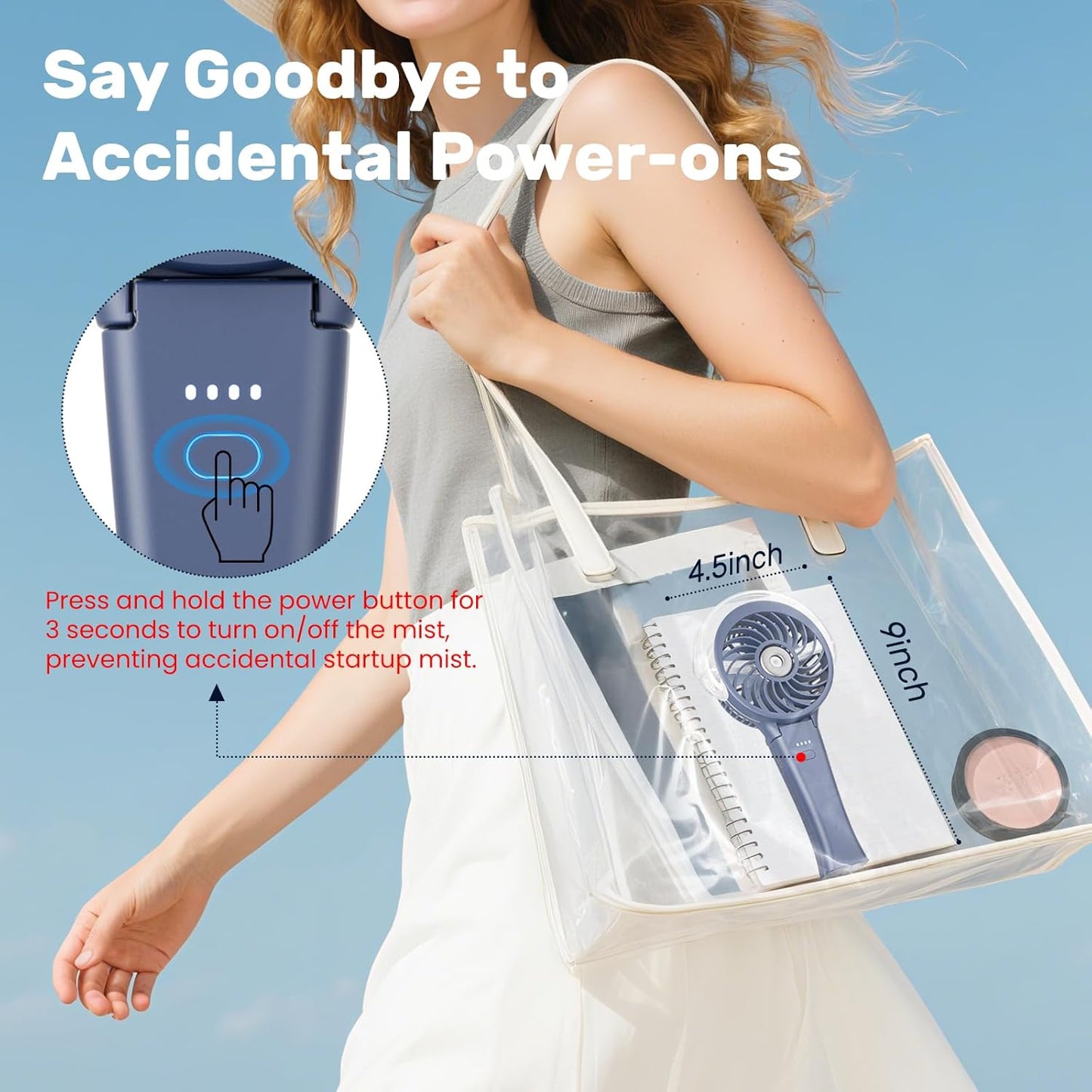 HandFan 4000mAh Upgraded Handheld Misting Fan, 50ml Water Tank, Rechargeable Personal Mister Fan Portable AC, Spray Water Mist Fans, Foldable Cooling Ice Fans for Beach Travel Disney(Royal Blue)