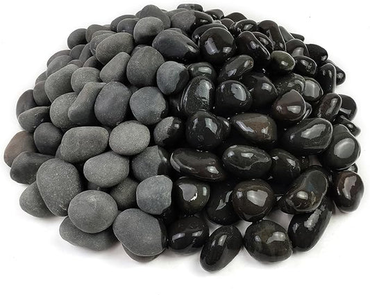 10 lbs Black River Rocks, 1-2 Inch Black Stones Pebbles for Plants, Landscaping, Garden, Aquarium, Backyard and Indoor Water Fountains