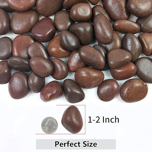 20lbs Red River Rocks for Landscaping, 1-2 Inch Natural Pebbles for Indoor Plants, High Polished Decorative Stones Vase Filler Fish Tank Aquariums Garden