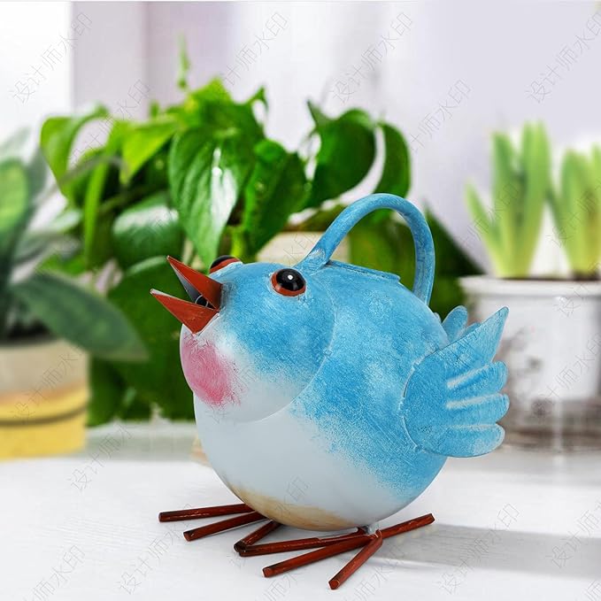 Metal Cute Bird Watering Can for Indoor/Outdoor Plants,Garden Functional Small Watering Can Decor, Decorative Watering Kettle Planter for House Plant Garden Flower,Kids 1.8L 1/2 Gallon Watering Pot,