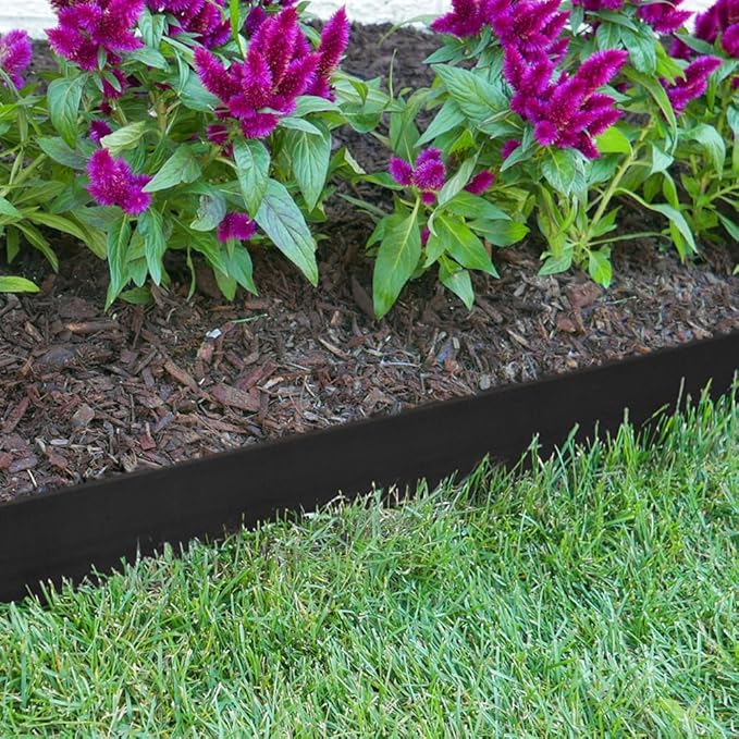 Hugeleaf 4.5 Inch Tall Landscape Edging 60 Feet Garden Edging with 60 Spikes, Plastic Landscape Border Edging for Landscaping Lawn, Flower Beds(Black)