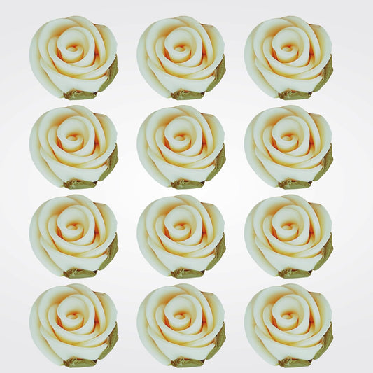 Confect Edible Flower | Edible Flower for cake decorations | Edible Flower Cupcake Toppers | Cupcakes & Doughnut Edible Toppers | Classic Pearl Ivory Sugar Flower- Pack of 12