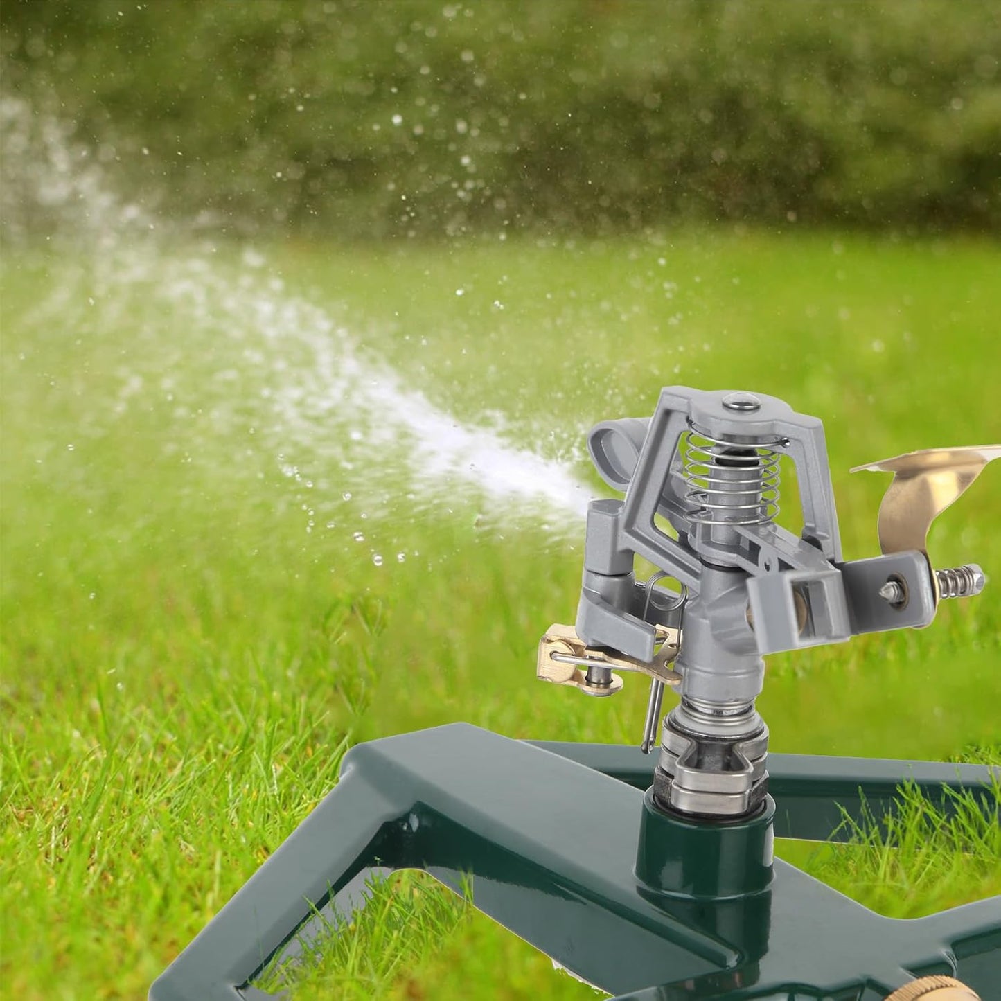 Metal Sprinklers for Yard Heavy Duty Zinc Alloy Pulsating Impact Sprinkler, Adjustable Rainbird Sprinkler Head with Metal Base, Sprinkler System for Lawn Yard Large Area Garden