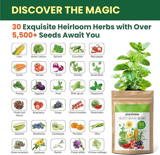【Seed Vault】 Heirloom Vegetable Seeds Planting Kit - 15,000+ Non-GMO Seeds for Hydroponic, Indoor & Outdoor Gardening | Includes Tomato, Cucumber, Carrot Seeds & Survival Backpack Emergency Gear