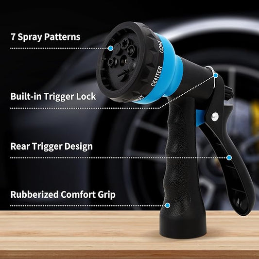 NEXCOVER Hose Nozzle, Garden Hose Nozzle - 7 Adjustable Watering Patterns, Heavy Duty Hose Nozzle Sprayer, Garden Sprayer Hose Attachment for Car Washing,Watering Plants,Pets Showering,Lawns Cleaning