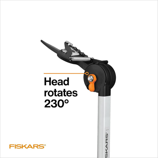 Fiskars 2-in-1 Extendable Tree Pruner and Pole Saw (Extends 7.9 - 12 feet) with Rotating Head, Pruning Stik Model with15-Inch Double-Grind Saw Blade, and Double Locking System