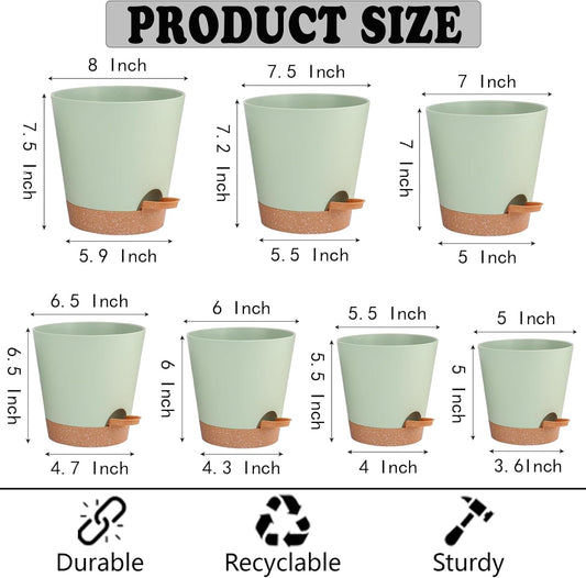 Self Watering Pots, Flower Planting Pots for Indoor Outdoor Plants, African Violet, Flowers, Succulent,Cactus Plant Pots with Drainage Holes Green Plastic Pots Gift Idea For Lazy people House Decor