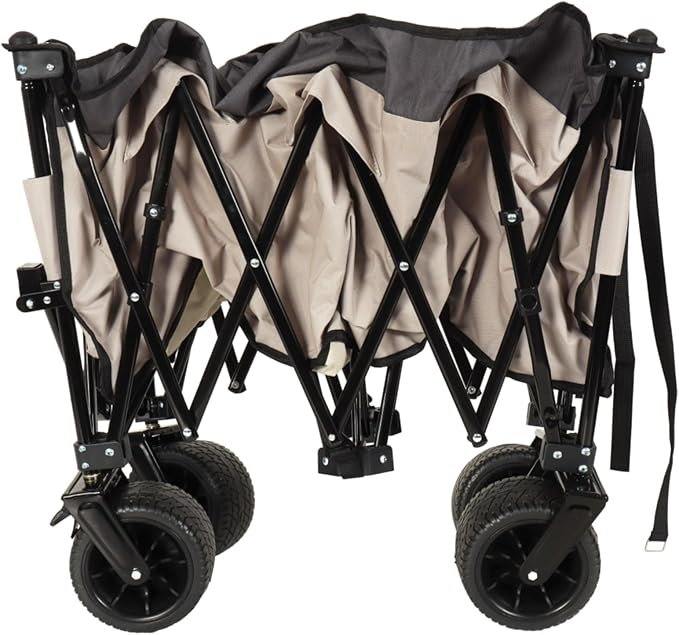 51-inch Extended Heavy-Duty Garden Cart for Camping & Sports, Shopping, Foldable Utility Wagon - 480lbs Capacity with 7" All-Terrain Wheels and Adjustable Handle